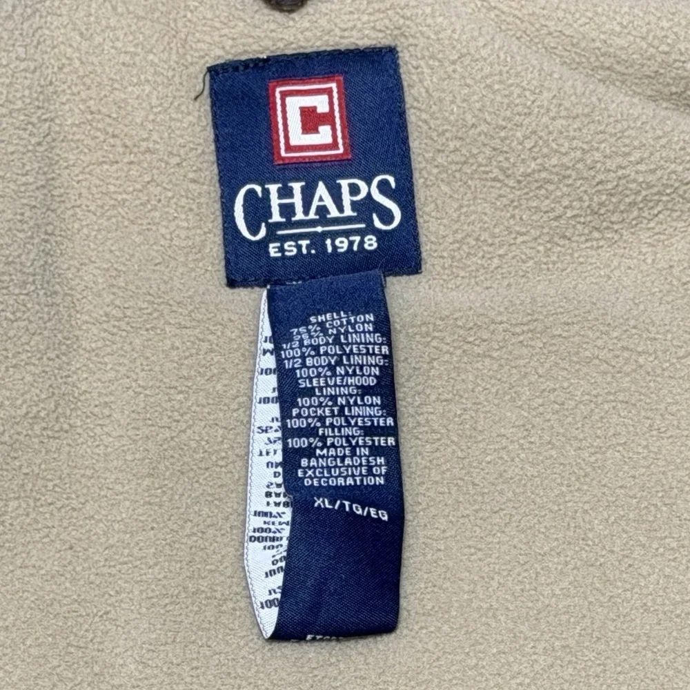 Chaps NA054 Mens XL Full Zip Fleece Lined Hidden Hood Winter Jacket Brown C15914